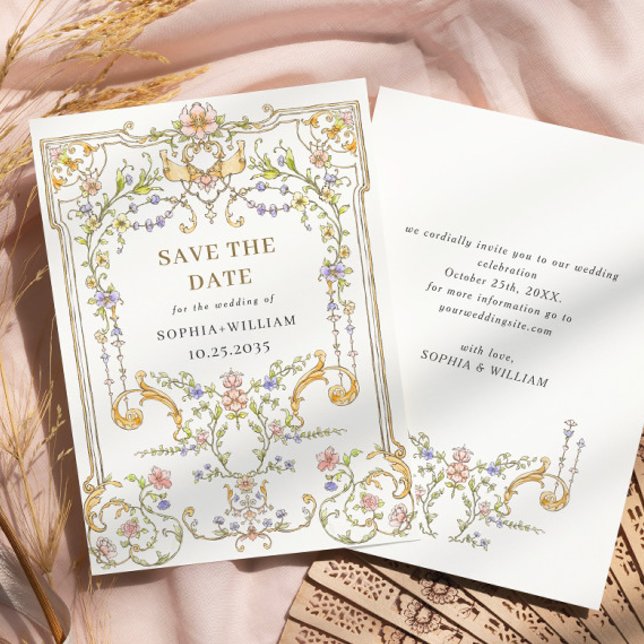 Victorian Ornate Grace Blommigt Ram Bröllop Spara Datumet (Skapare uppladdad)
