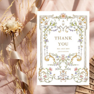 Victorian Ornate Grace Blommigt Ram Bröllop Tack Kort