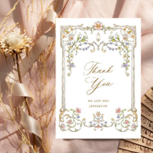 Victorian Ornate Grace Blommigt Ram Bröllop Tack Kort