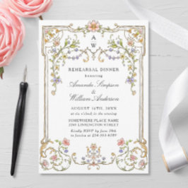 Victorian Ornate Grace Blommigt Rehearsal Dinner Inbjudningar