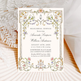 Victorian Ornate Grace Blommigt Rehearsal Dinner Inbjudningar