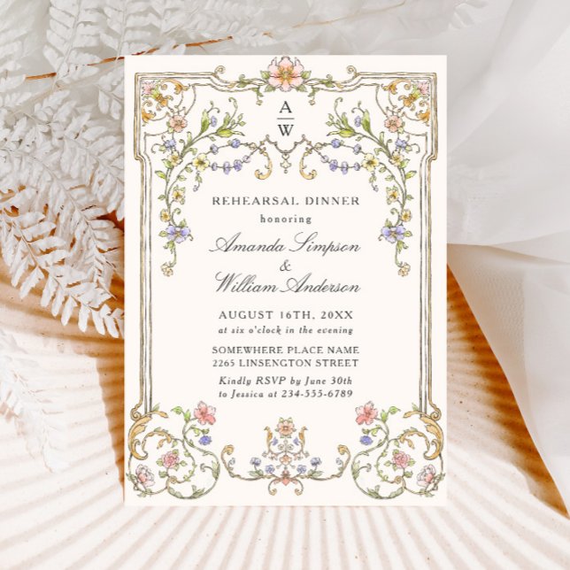 Victorian Ornate Grace Blommigt Rehearsal Dinner Inbjudningar (Skapare uppladdad)