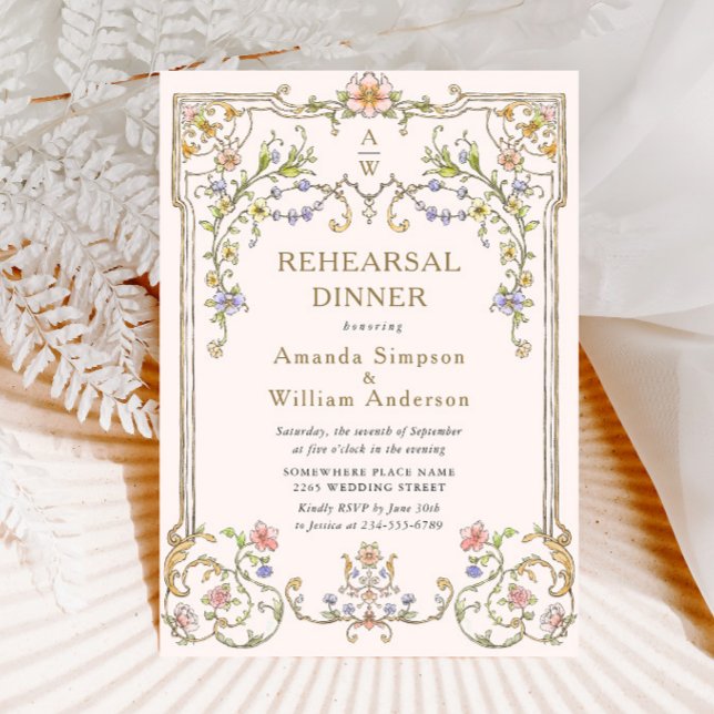 Victorian Ornate Grace Blommigt Rehearsal Dinner Inbjudningar (Skapare uppladdad)