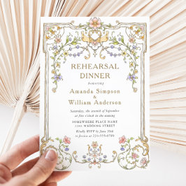 Victorian Ornate Grace Blommigt Rehearsal Dinner Inbjudningar