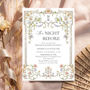 Victorian Ornate Grace Blommigt Rehearsal Dinner Inbjudningar