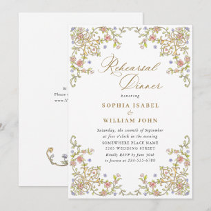 Victorian Ornate Grace Blommigt Rehearsal Dinner Inbjudningar