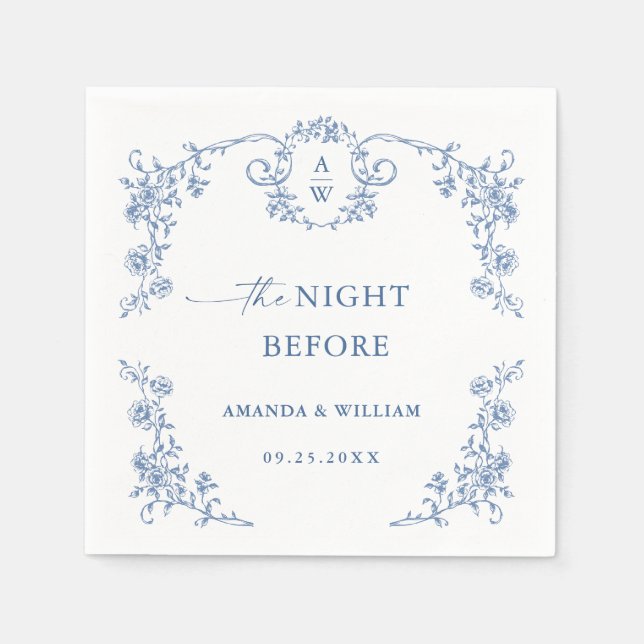 Victorian Ornate Grace Blommigt Rehearsal Dinner Pappersservett (Framsidan)