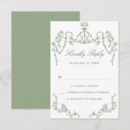 Victorian Ornate Grace Blommigt Sage Grönt Bröllop OSA Kort