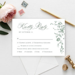 Victorian Ornate Grace Blommigt Sage Grönt Bröllop OSA Kort