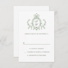 Victorian Ornate Grace Blommigt Sage Grönt Bröllop OSA Kort