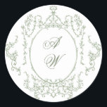 Victorian Ornate Grace Blommigt Sage Grönt Bröllop Runt Klistermärke<br><div class="desc">Om du vill göra ytterligare anpassningar klickar du på länken "anpassa ytterligare" och användor verktyg som är utformat för att ändra mallen. Kontakta mig om du behöver hjälp eller matchande artiklar.</div>