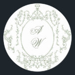 Victorian Ornate Grace Blommigt Sage Grönt Bröllop Runt Klistermärke<br><div class="desc">Om du vill göra ytterligare anpassningar klickar du på länken "anpassa ytterligare" och användor verktyg som är utformat för att ändra mallen. Kontakta mig om du behöver hjälp eller matchande artiklar.</div>