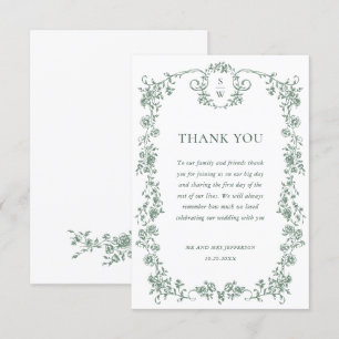 Victorian Ornate Grace Blommigt Sage Grönt Bröllop Tack Kort