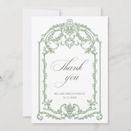 Victorian Ornate Grace Blommigt Sage Grönt Bröllop Tack Kort