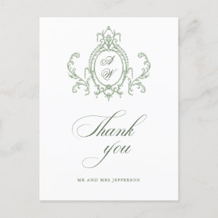 Victorian Ornate Grace Blommigt Sage Grönt Bröllop Vykort