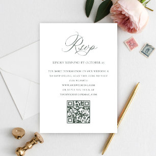 Victorian Ornate Grace Blommigt Sage QR kod Bröllo OSA Kort