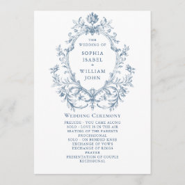 Victorian Ornate Grace Dusty Blue Bröllop Ceremony Program