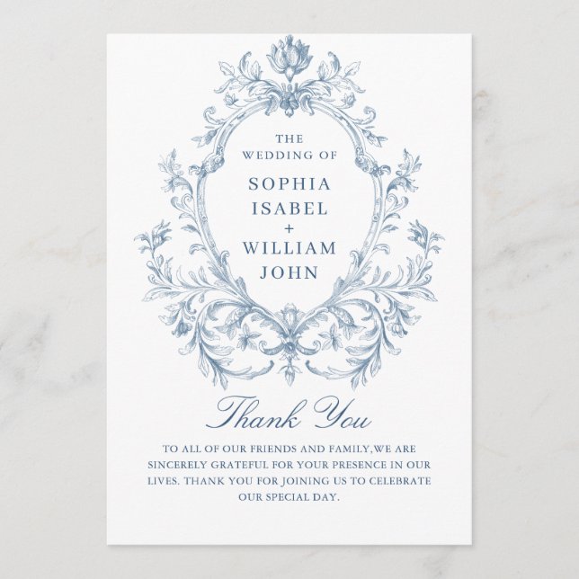 Victorian Ornate Grace Dusty Blue Bröllop Ceremony Program (Framsida)