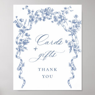 Victorian Ornate Grace Dusty Blue Cards and Gifts Poster