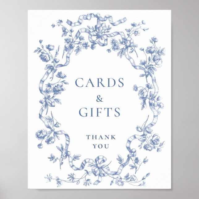 Victorian Ornate Grace Dusty Blue Cards and Gifts Poster (Framsidan)