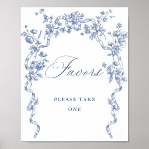 Victorian Ornate Grace Dusty Blue Favors-tecken Poster