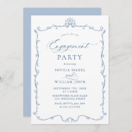 Victorian Ornate Grace Dusty Blue FÖRLOVNINGSFEST Inbjudningar