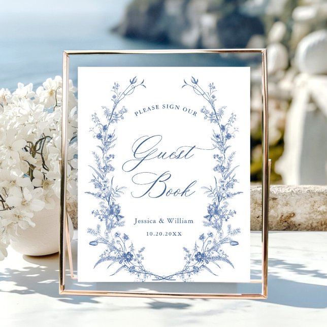 Victorian Ornate Grace Dusty Blue Guestbook-tecken Poster (Skapare uppladdad)