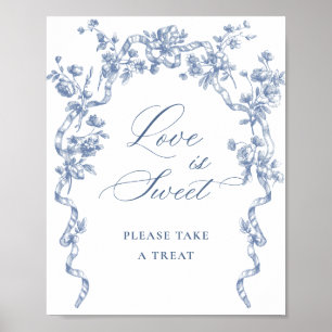 Victorian Ornate Grace Dusty Blue Kärlek är Sweet Poster