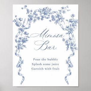 Victorian Ornate Grace Dusty Blue Mimosa Pub Sign Poster
