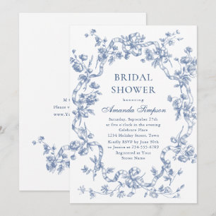 Victorian Ornate Grace Dusty Blue Möhippa Inbjudningar