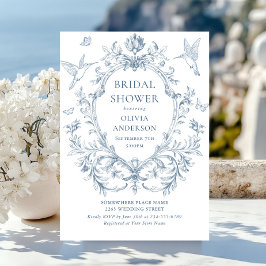 Victorian Ornate Grace Dusty Blue Möhippa Inbjudningar