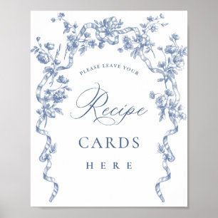 Victorian Ornate Grace Dusty Blue Recipe-kort Poster