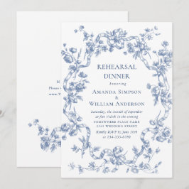 Victorian Ornate Grace Dusty Blue Rehearsal Dinner Inbjudningar