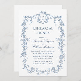 Victorian Ornate Grace Dusty Blue Rehearsal Dinner Inbjudningar
