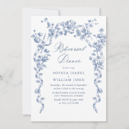 Victorian Ornate Grace Dusty Blue Rehearsal Dinner Inbjudningar