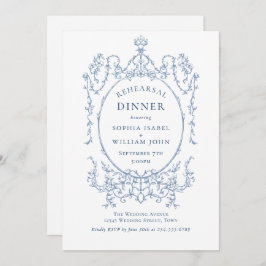 Victorian Ornate Grace Dusty Blue Rehearsal Dinner Inbjudningar