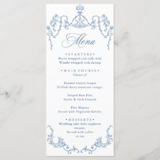 Victorian Ornate Grace Floral Dusty Blue Wedding Meny