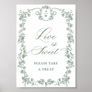 Victorian Ornate Grace Grönt Flower Kärlek är Swee Poster