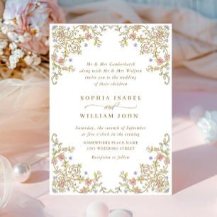Victorian Ornate Grace Pastel Blommigt Bröllop Inbjudningar