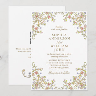 Victorian Ornate Grace Pastel Blommigt Bröllop Inbjudningar