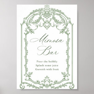 Victorian Ornate Grace Sage Grönt Mimosa Pub Sign Poster