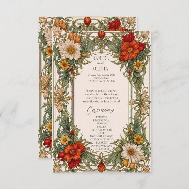 Victorian Ornate Gräns med Wildblomprogram (Fram/baksida)