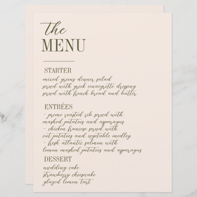 Victorian Ornate Gräns med WildblomWeddi Menu (Fram/baksida)