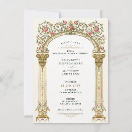 Victorian Ornate Guld Rehearsal Middag Inbjudningar