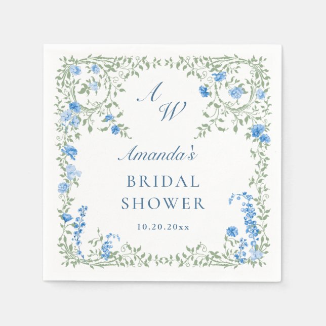 Victorian Ornate Ram Vild Flowers Möhippa Pappersservett (Framsidan)