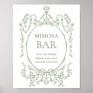 Victorian Ornate Sage Grönt Blommigt Mimosa Pub Si Poster