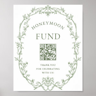 Victorian Ornate Sage Grönt Honeymoon Fund Poster