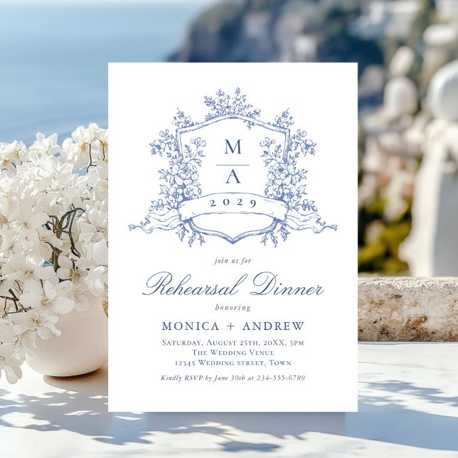 Victorian Ornate Vapensköld REHEARSAL DINNER QR- k Inbjudningar (Skapare uppladdad)