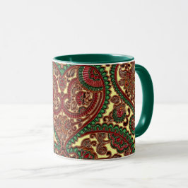 Victorian paisley boho jewel mönster red grönt mugg