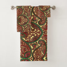 Victorian paisley mönster elegant röd grönt guld